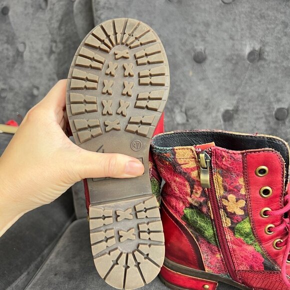 L’ARTISTE Women Marty lace up boots, Red, Size 37 - Picture 7 of 9
